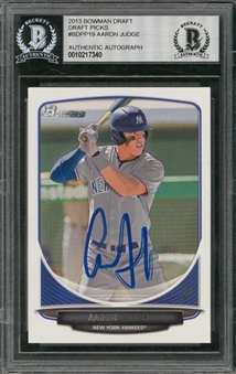 Aaron Judge Signed Collectibles Pair (2 Items) – Including 8x10 Color Photo and 2013 Bowman Draft Pick Card (Beckett)
